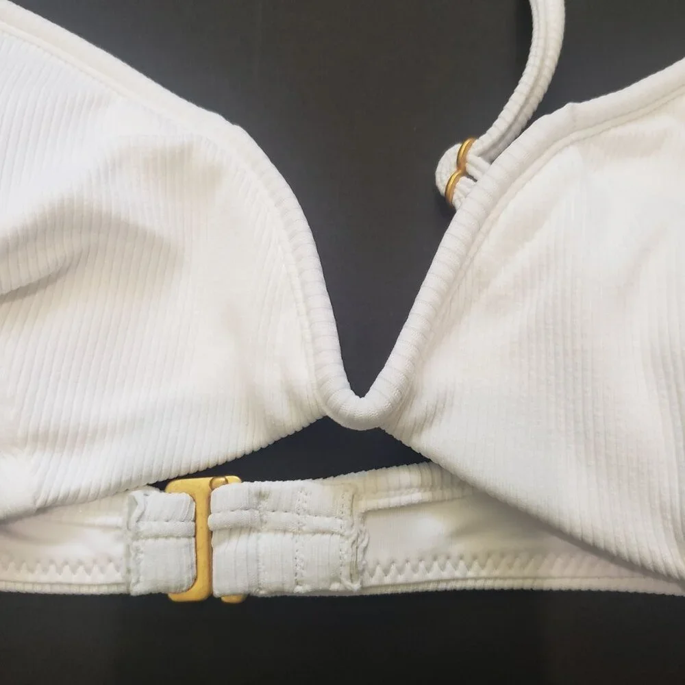 L*Space LSPACE Ribbed Helena Bikini Top Women's Size Medium White Adjustable NWT - Picture 5 of 12